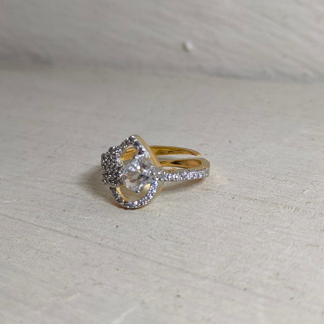 Central Oval-Cut Diamond Ring